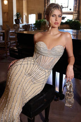 The Alake Beaded Strapless Mermaid Dress