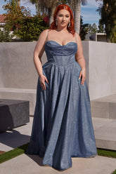 The Amelia Plus Size Glitter Cowl A-line Gown