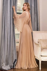 The Andréa Pleated Belle Sleeve Gown