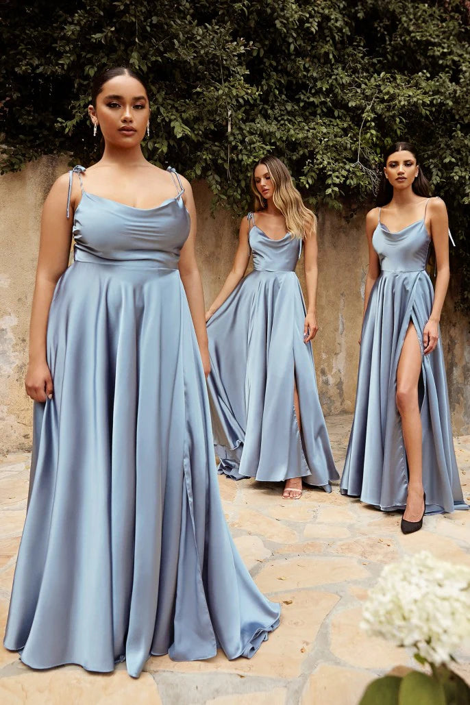 The Khloe Long Satin A-Line Gown
