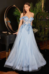 The Sophie 3D Floral Off Shoulder Corset Gown