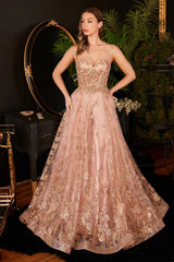 The Jaqueline Butterfly Print Sleeveless Corset Gown