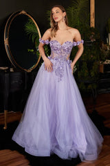 The Sophie 3D Floral Off Shoulder Corset Gown