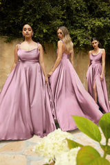 The Khloe Long Satin A-Line Gown
